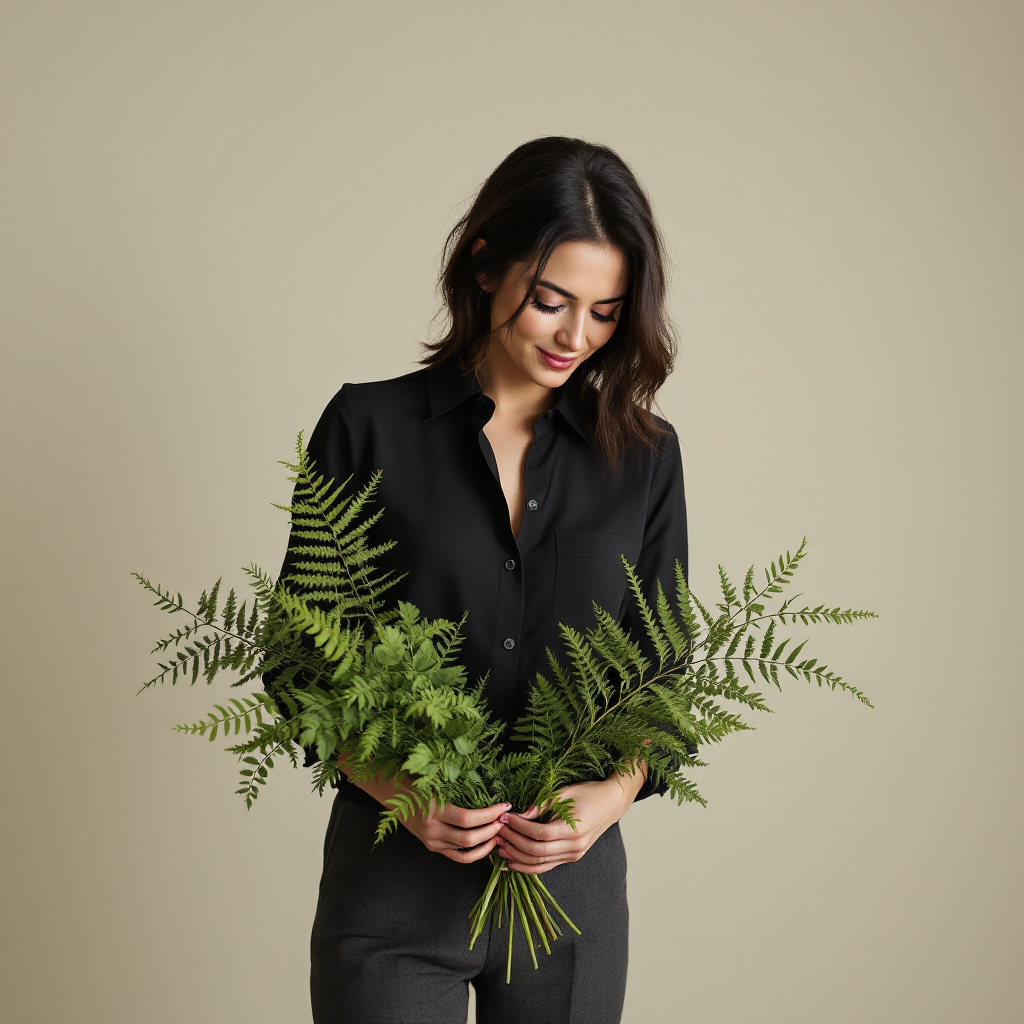 Portrait of the weddings and events lead arranging greenery